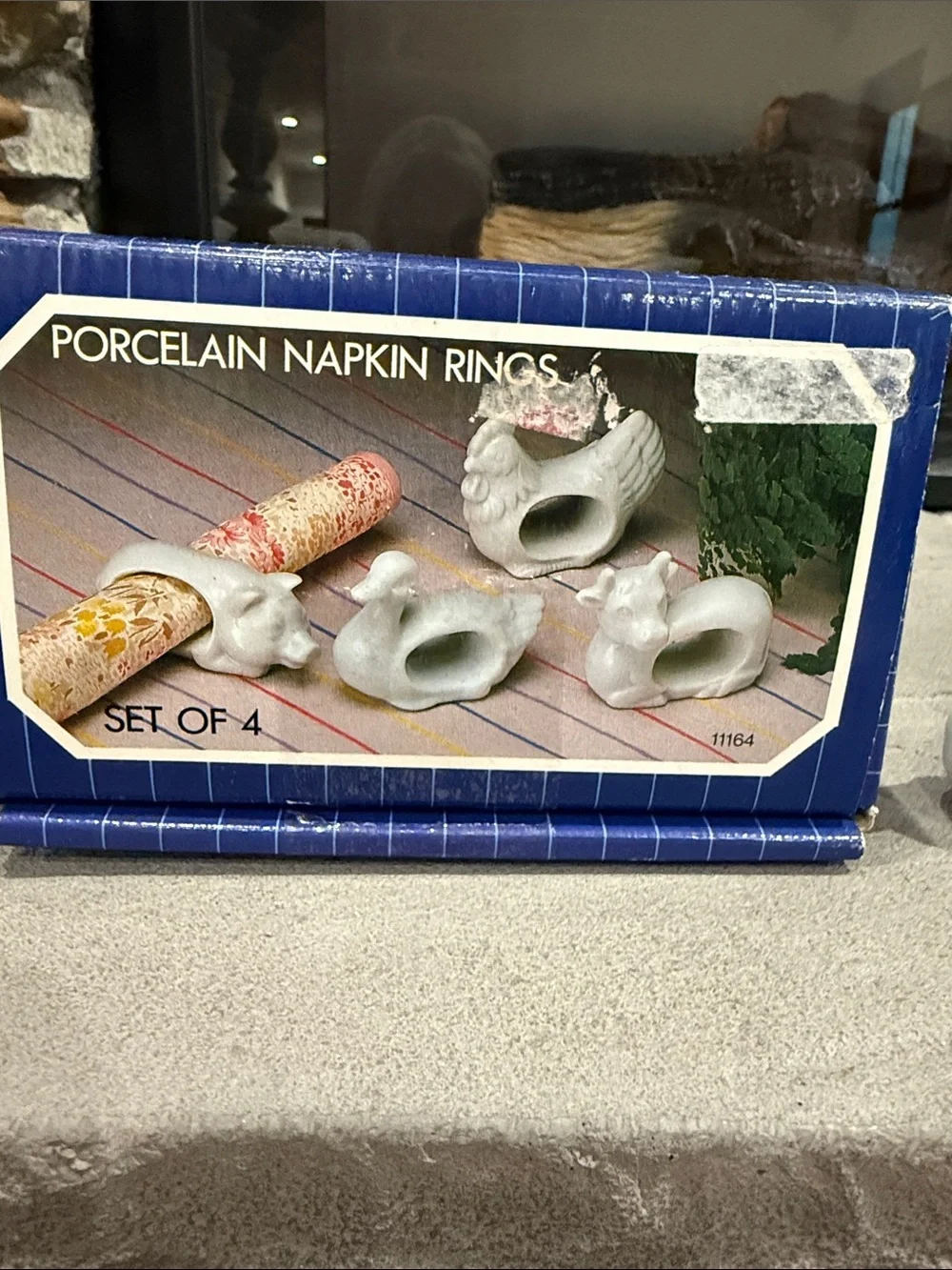Vintage 1984 Porcelain Animal Napkin Rings Set - Made in Japan